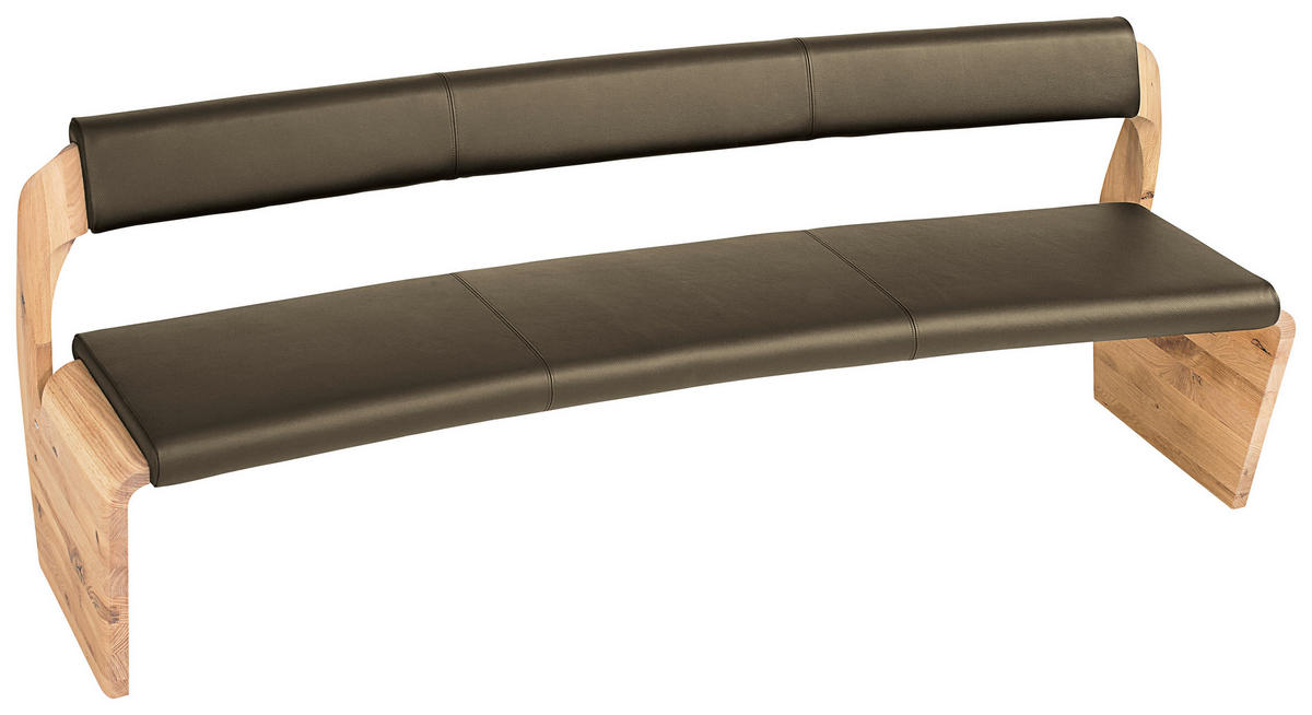 SITZBANK 227/84/70 cm  in Schlammfarben, Eichefarben  - Schlammfarben/Eichefarben, Natur, Leder/Holz (227/84/70cm) - Voglauer