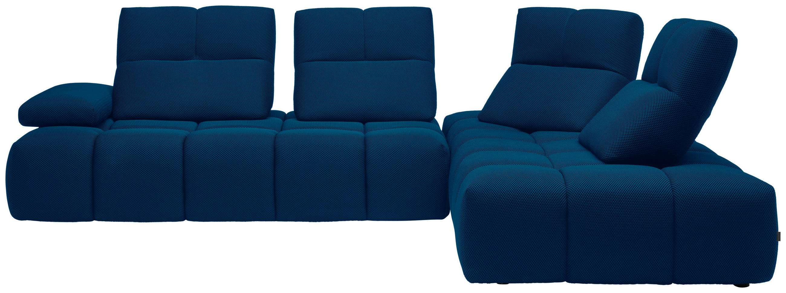 ECKSOFA in Struktur Blau  313/233 cm  - Blau/Schwarz, Design, Kunststoff/Textil (313/233cm) - Emilio Belluti