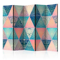 PARAVENT mit 5  Flügel - Türkis/Multicolor, Basics, Holz/Textil (225/172/3cm) - artgeist