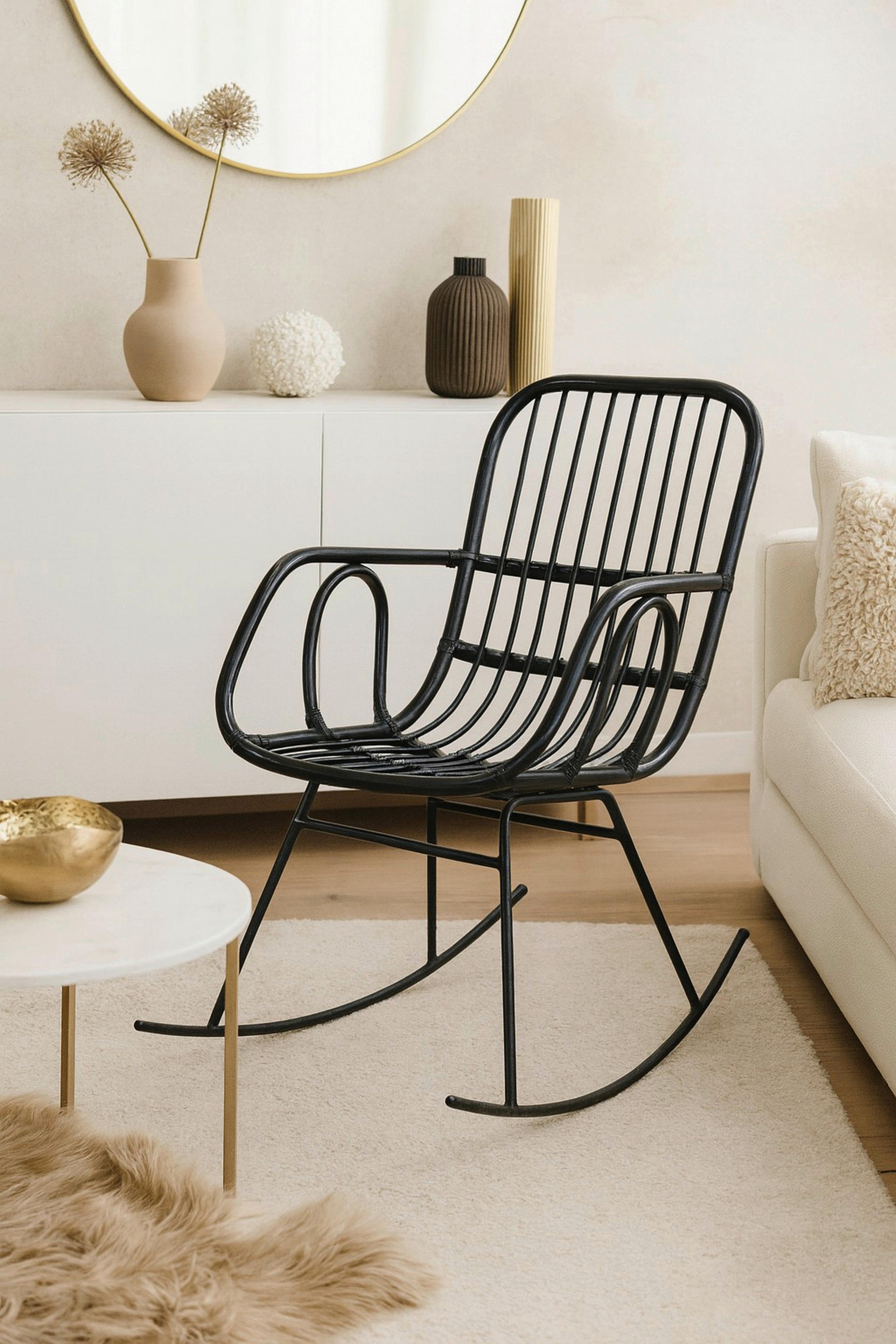 SCHAUKELSTUHL in Schwarz  - Schwarz, Natur, Holz/Metall (57/95/84cm) - MID.YOU