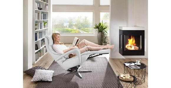 RELAXSESSEL in Leder Weiß - Edelstahlfarben/Weiß, Design, Leder/Metall (75/106/88cm) - Dieter Knoll