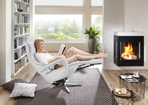 RELAXSESSEL in Leder Weiss  - Weiss/Edelstahlfarben, Design, Leder/Metall (75/106/88cm) - Dieter Knoll