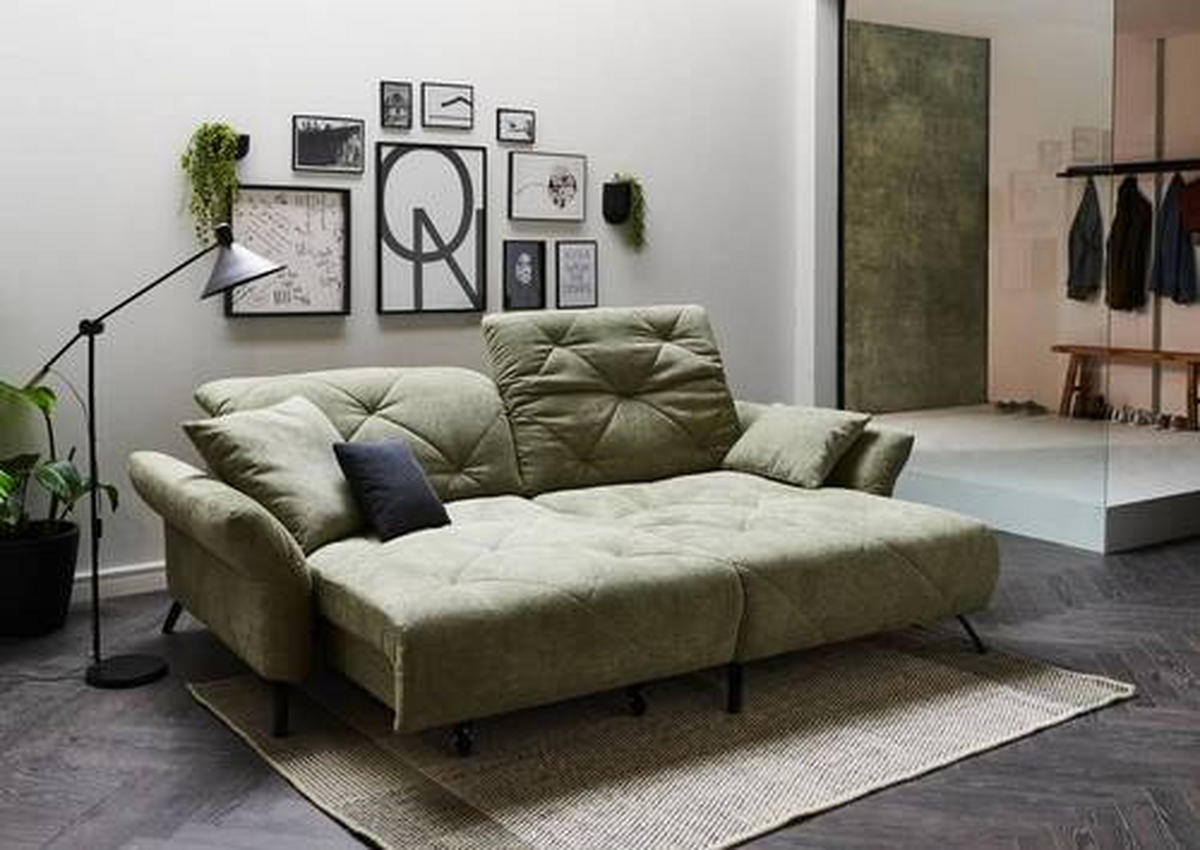 ECKSOFA in Webstoff Grün  - Schwarz/Grün, Design, Textil/Metall (173/244cm) - Moderano