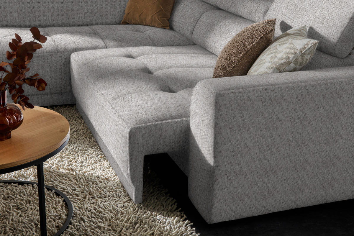 ECKSOFA in Struktur Taupe  - Taupe/Schwarz, Design, Kunststoff/Textil (205/284cm) - MID.YOU