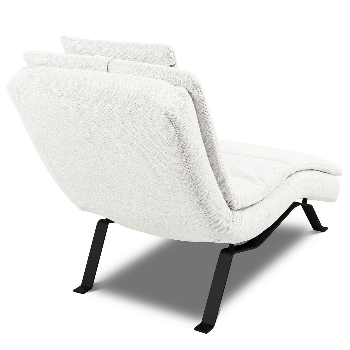 RELAXLIEGE in Echtleder Creme  - Creme/Schwarz, Design, Leder/Metall (65/95/171cm) - Celina Home
