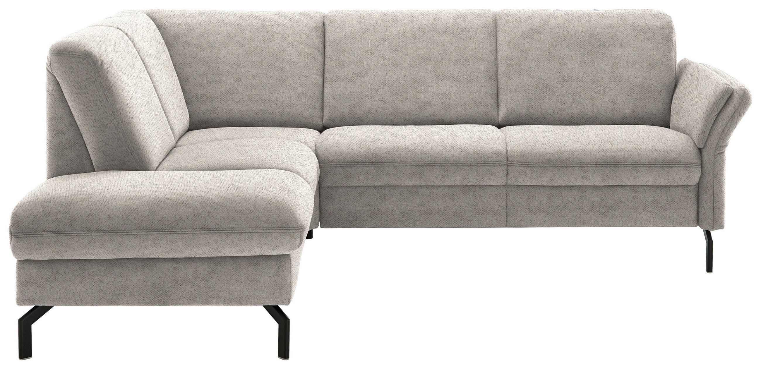 ECKSOFA in Flachgewebe Beige  - Beige/Schwarz, Konventionell, Textil/Metall (190/241cm) - Beldomo Comfort