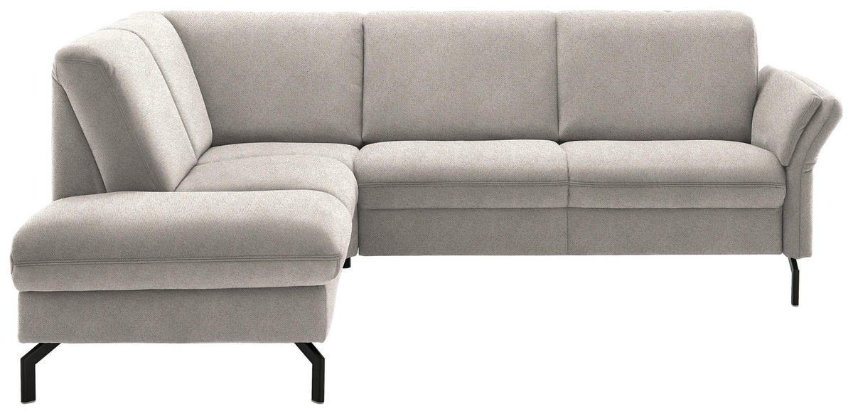 ECKSOFA in Flachgewebe Beige  - Beige/Schwarz, Konventionell, Textil/Metall (190/241cm) - Beldomo Comfort