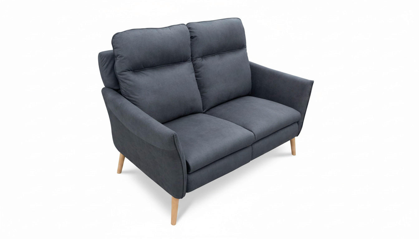2-SITZER-SOFA  in Mikrofaser Blau Skandinavisch, Modern  - Blau/Buchefarben, Design, Holz/Textil (145/110/92cm) - Livetastic