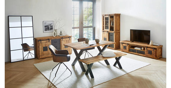 ESSTISCH in Holz 220/100/76 cm - Schwarz/Braun, LIFESTYLE, Holz/Metall (220/100/76cm) - Landscape