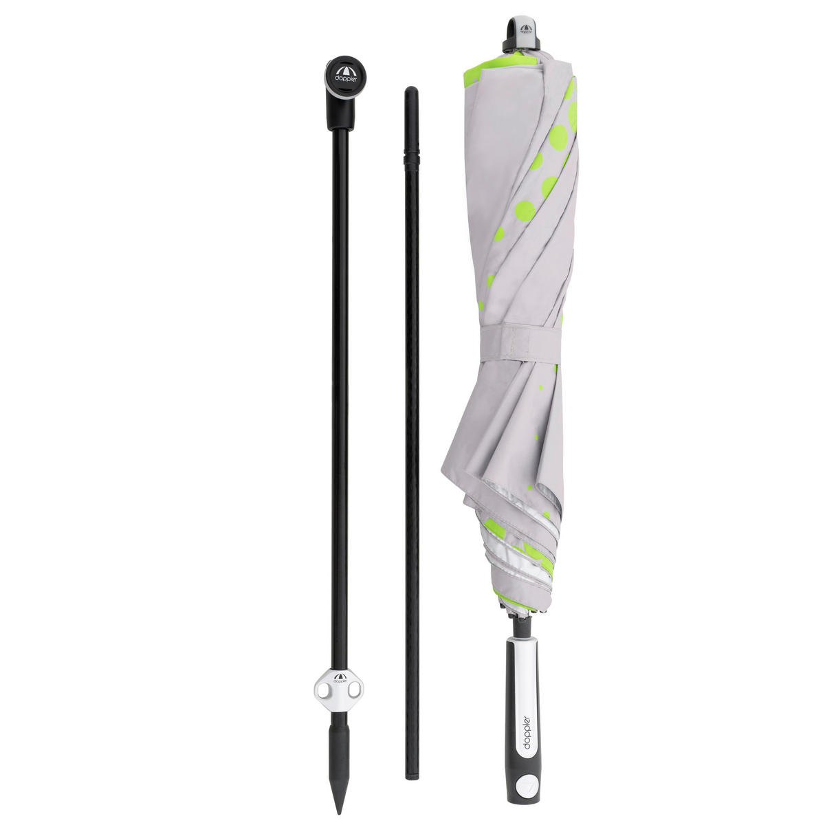 SONNENSCHIRM 156 cm Grün, Hellgrau  - Anthrazit/Hellgrau, MODERN, Textil/Metall (156cm) - Doppler
