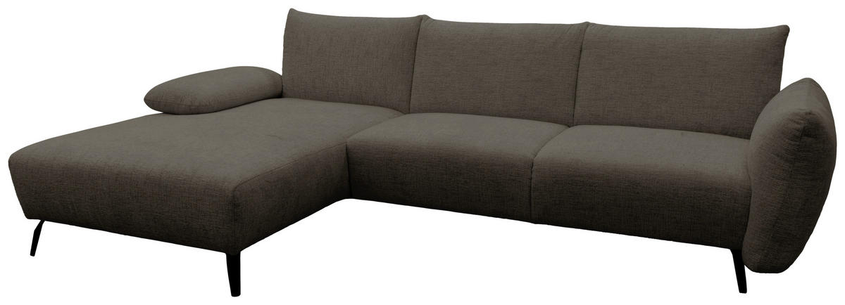 ECKSOFA 200 030 Dunkelbraun Chenille  - Beige/Dunkelbraun, MODERN, Textil/Metall (155/274cm) - Livetastic