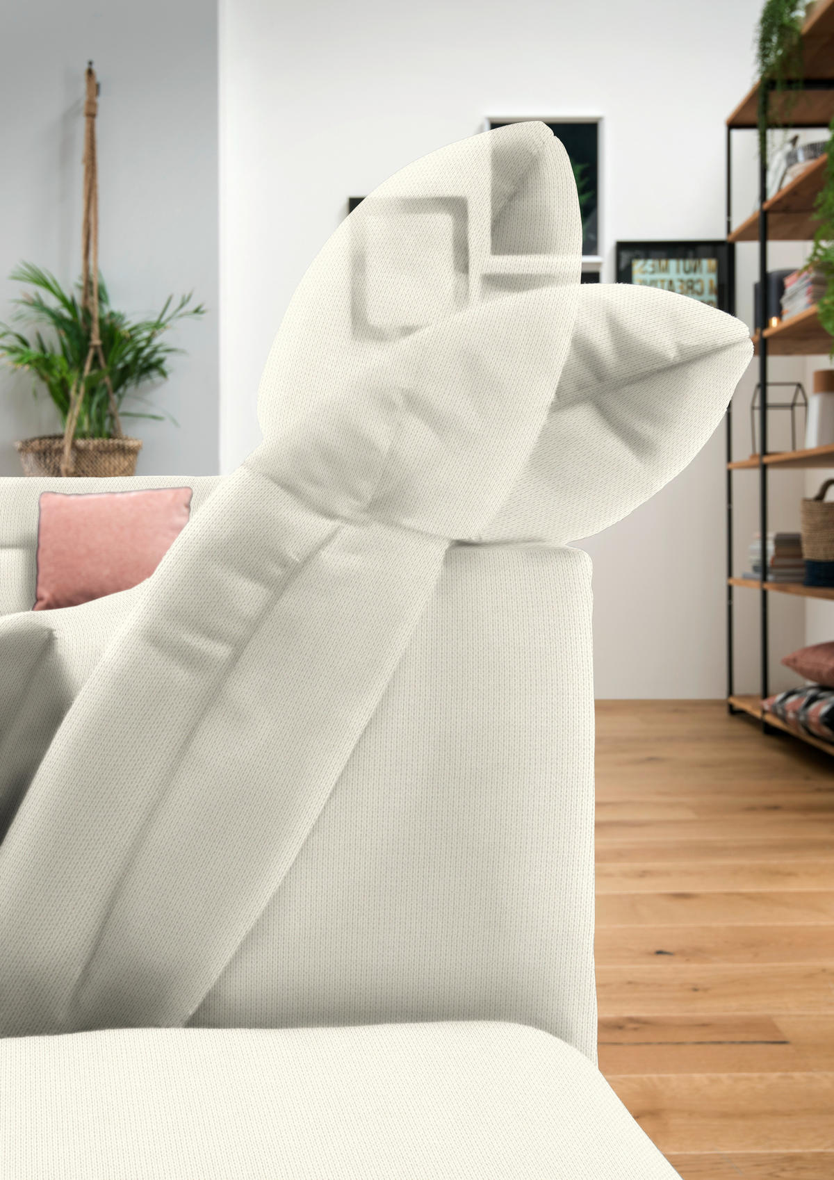 WOHNLANDSCHAFT in Mikrofaser Weiss  - Chromfarben/Weiss, Design, Kunststoff/Textil (211/350/204cm) - Xora