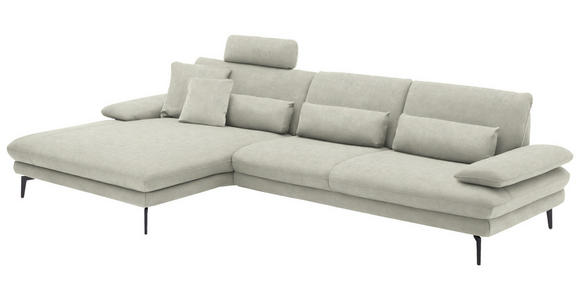 ECKSOFA in Velours Ecru 180/310 cm - Ecru/Schwarz, Design, Textil/Metall (180/310cm) - Dieter Knoll