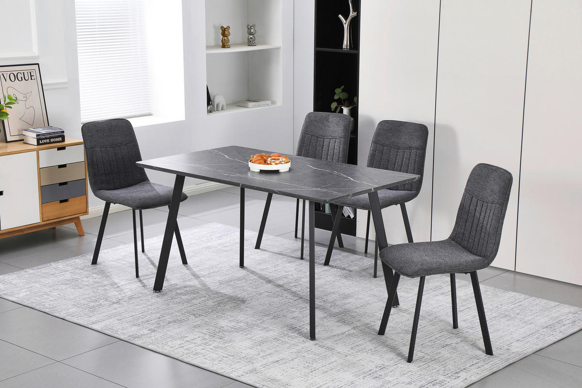 TISCHGRUPPE in Metall, Textil, Holzwerkstoff Grau  - Grau, KONVENTIONELL, Holzwerkstoff/Textil (140/46/75/88/80/57cm) - MID.YOU