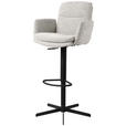 BARHOCKER Webstoff Beige Eisen Sitzfläche 360° drehbar, inklusive Armlehnen  - Beige/Schwarz, Design, Textil/Metall (55/92-117/54cm) - Novel