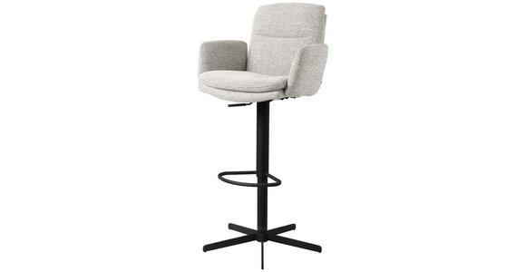 BARHOCKER Webstoff Beige Eisen Sitzfläche 360° drehbar, inklusive Armlehnen - Beige/Schwarz, Design, Textil/Metall (55/92-117/54cm) - Novel