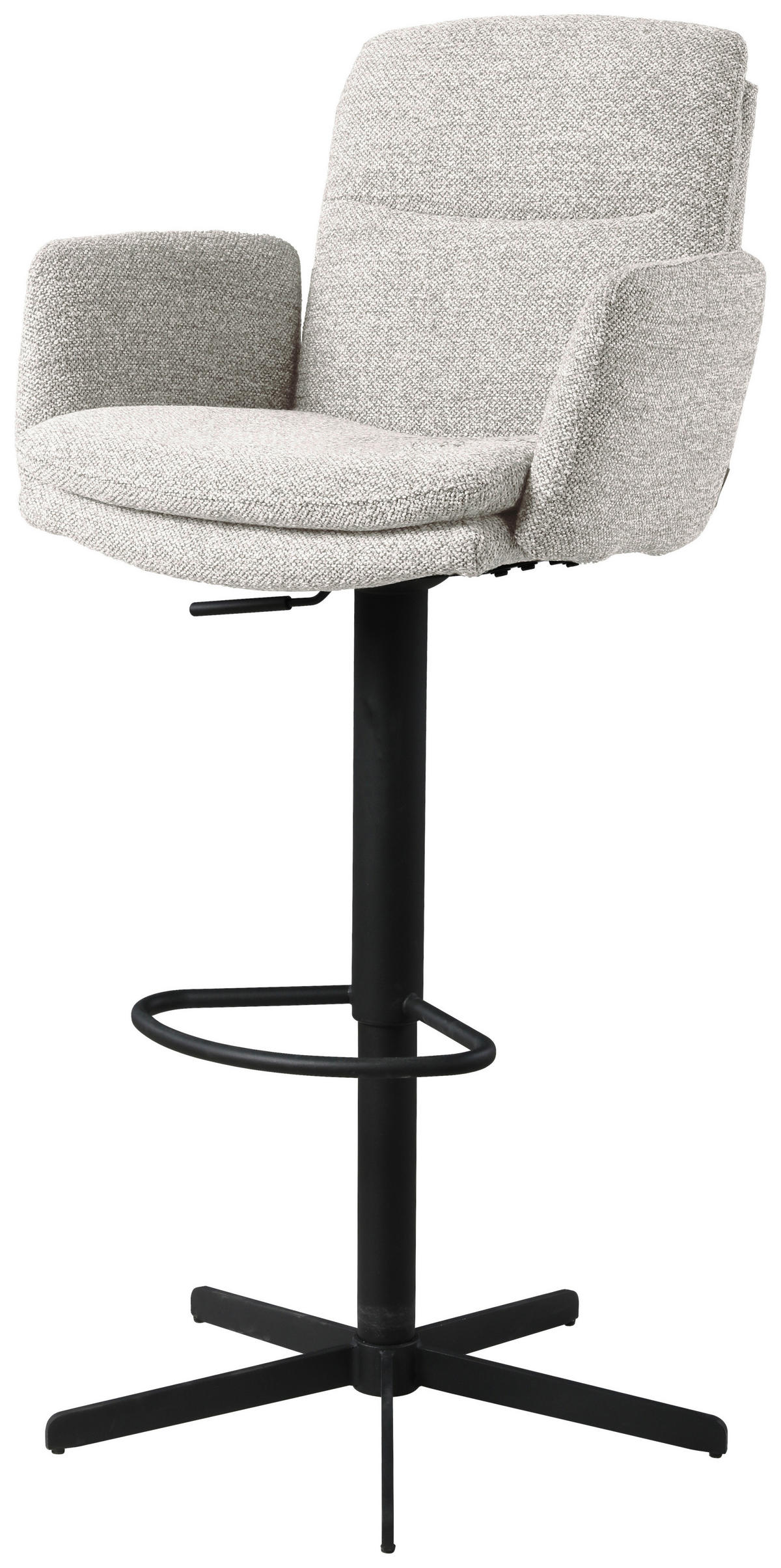 BARHOCKER Webstoff Beige Eisen Sitzfläche 360° drehbar, inklusive Armlehnen  - Beige/Schwarz, Design, Textil/Metall (55/92-117/54cm) - Novel