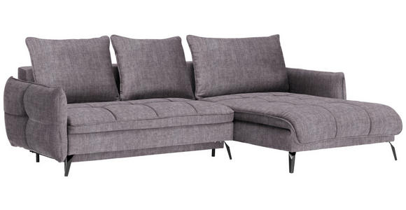 ECKSOFA Grau Flachgewebe  - Schwarz/Grau, LIFESTYLE, Textil/Metall (273/180cm) - Hom`in