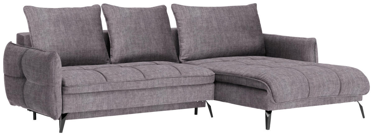 ECKSOFA in Flachgewebe Grau  - Schwarz/Grau, Lifestyle, Textil/Metall (273/180cm) - Hom`in
