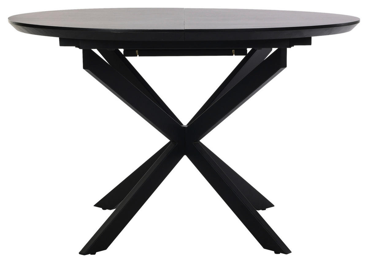 AUSZIEHTISCH Schwarz oval  ausziehbar  - Schwarz, Design, Holzwerkstoff/Metall (120-160/110/76cm) - MID.YOU