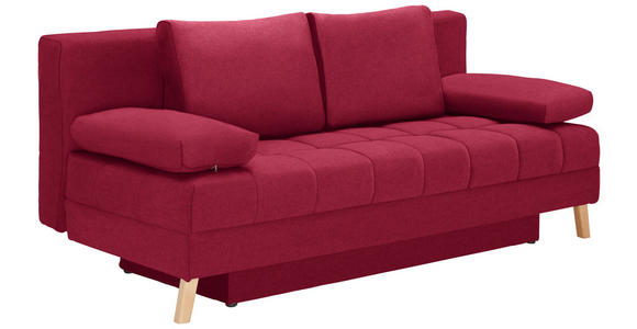 SCHLAFSOFA Webstoff Rot  - Rot/Naturfarben, KONVENTIONELL, Holz/Textil (195/90/90cm) - Cantus