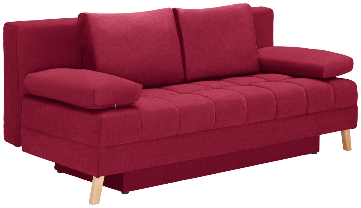 SCHLAFSOFA Webstoff Rot  - Rot/Naturfarben, KONVENTIONELL, Holz/Textil (195/90/90cm) - Cantus