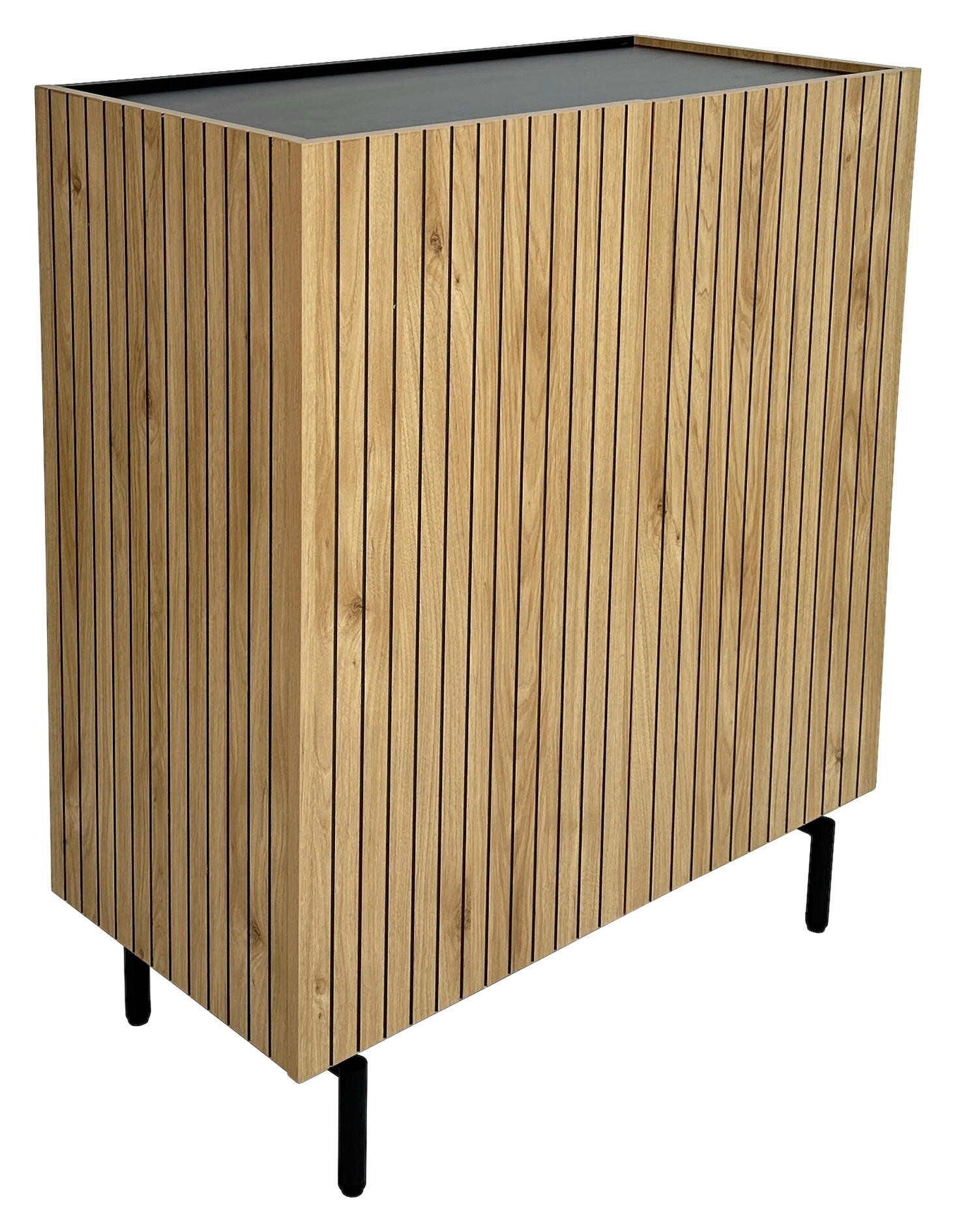 HIGHBOARD LINO in 80/95/40 cm - Eichefarben/Schwarz, Design, Holzwerkstoff/Metall (80/95/40cm) - Xora