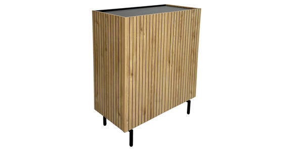 HIGHBOARD LINO in 80/95/40 cm - Eichefarben/Schwarz, Design, Holzwerkstoff/Metall (80/95/40cm) - Xora