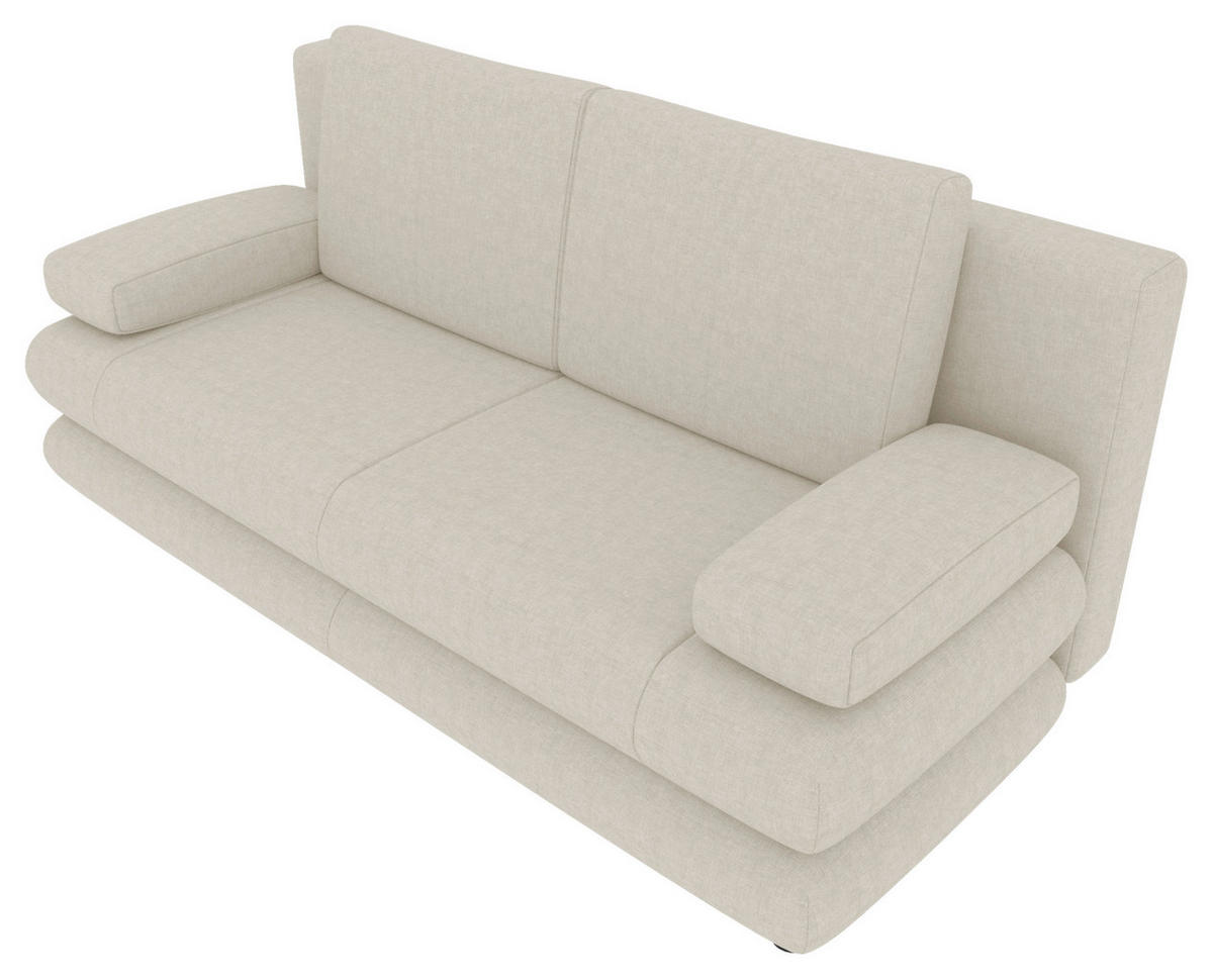 SCHLAFSOFA  mit Liegefunktion, Rücken echt Mikrofaser Creme  - Creme/Schwarz, KONVENTIONELL, Kunststoff/Textil (212/93/90cm) - Carryhome
