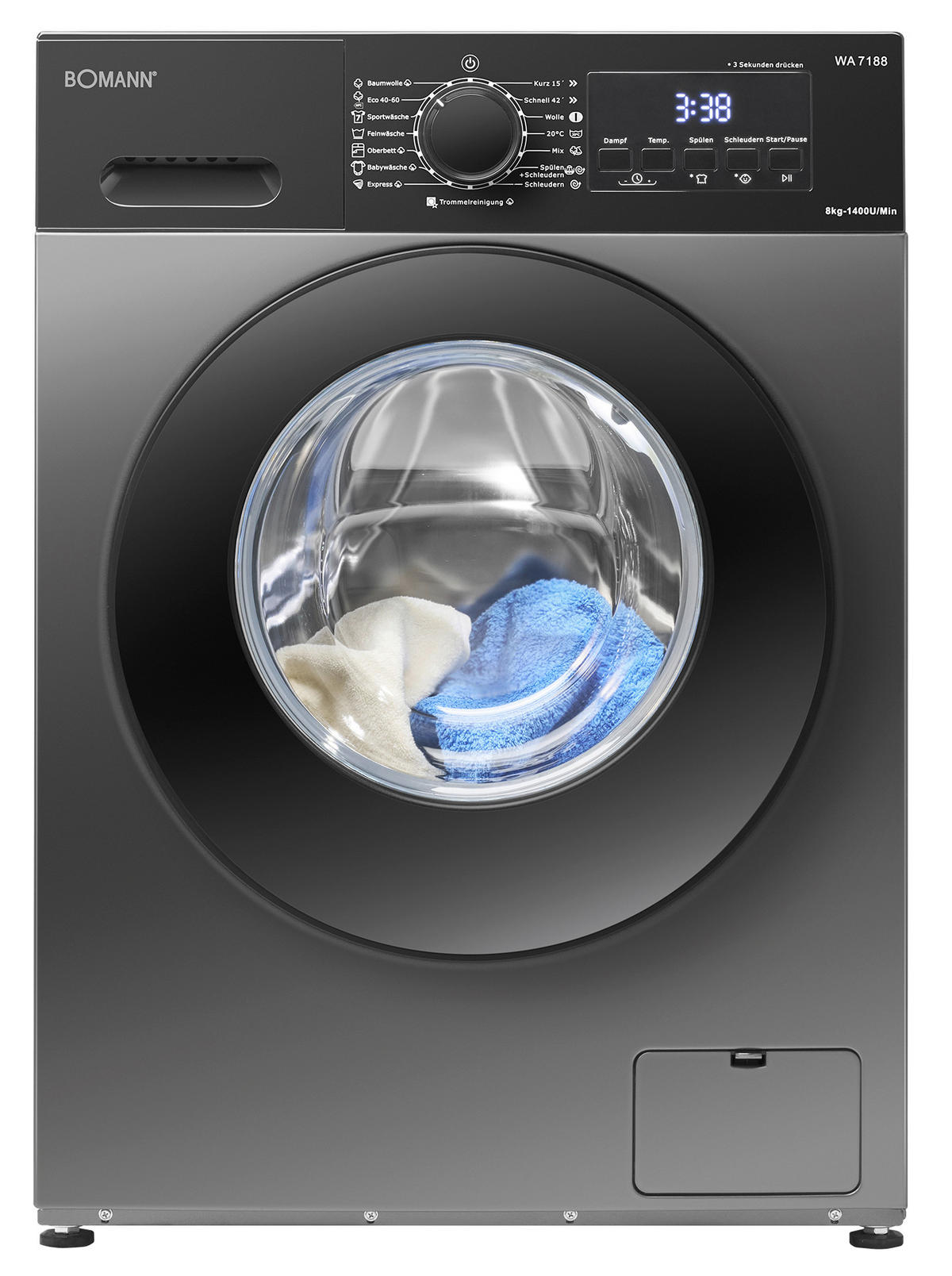 WASCHMASCHINE WA 7188  - Titanfarben, Trend, Metall (59,5/85,0/48,0cm) - Bomann
