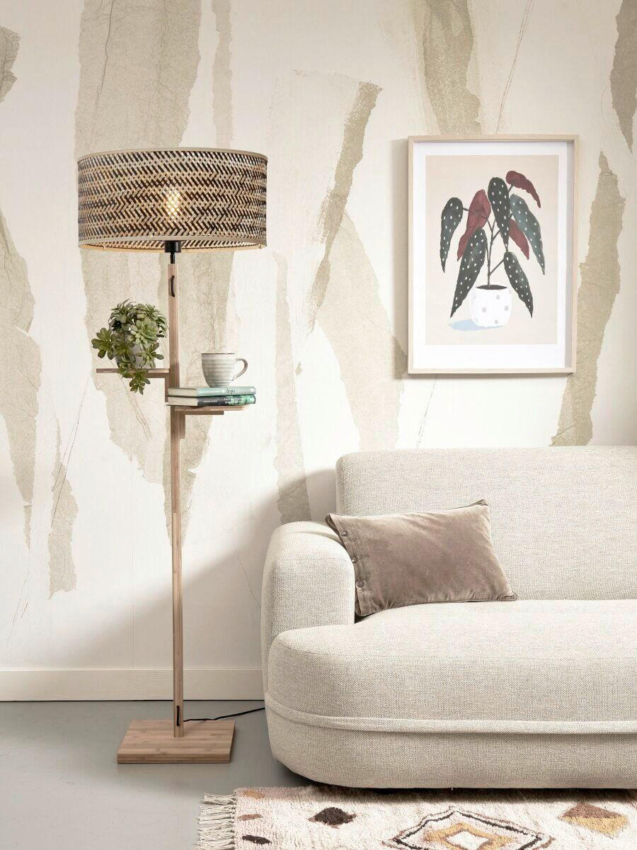 GOLVLAMPA GOOD&MOJO  50/50/158 cm    - svart/naturfärgad, Trend (50/50/158cm) - Good & Mojo