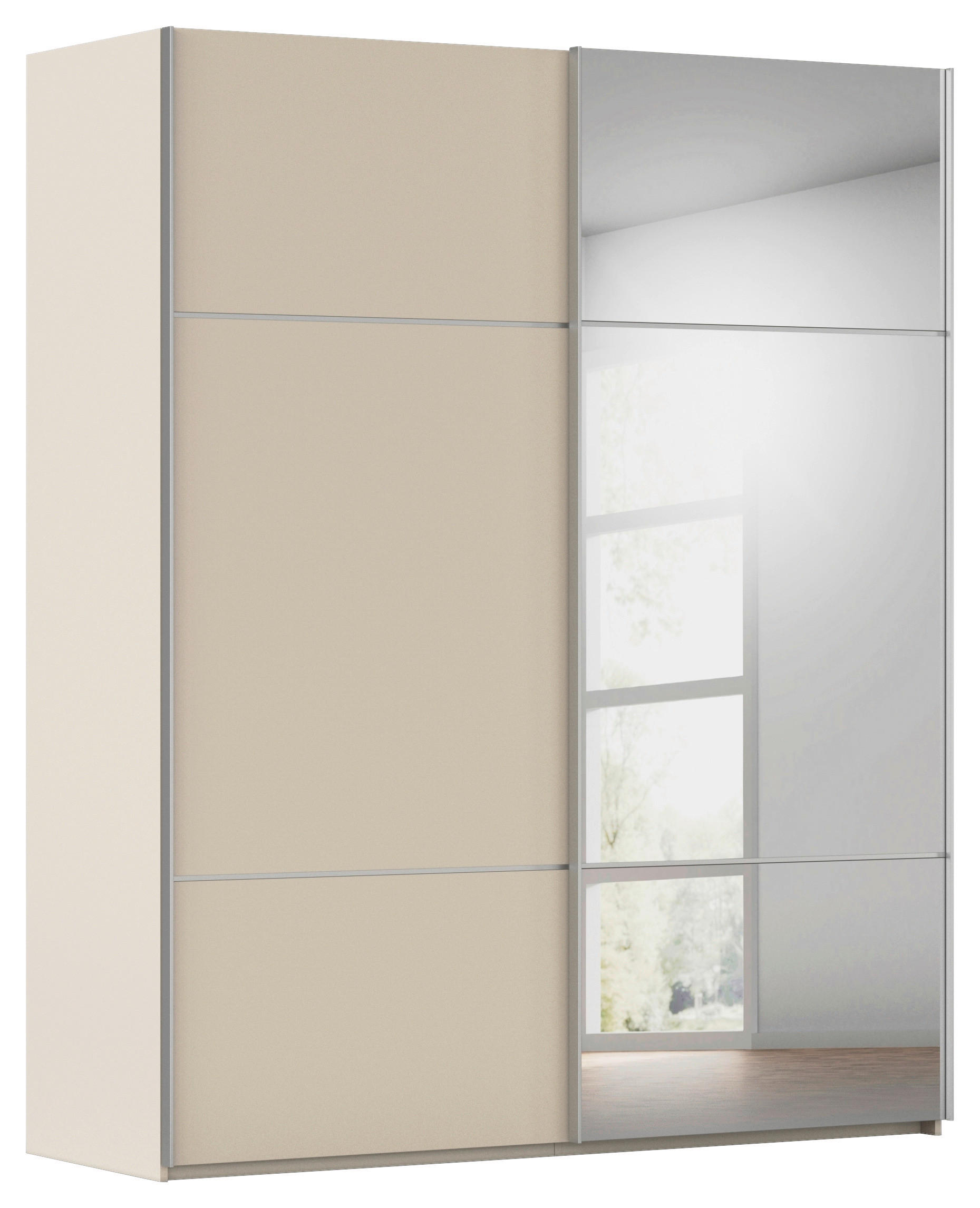 SCHWEBETÜRENSCHRANK 201/223/68 cm 2-türig Champagner  - Champagner/Alufarben, KONVENTIONELL, Glas/Holzwerkstoff (201/223/68cm) - Novel