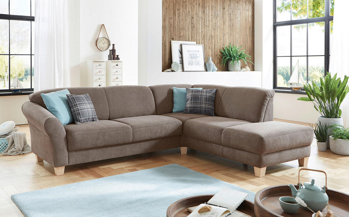 ECKSOFA  in Flachgewebe Taupe  257/212 cm  - Taupe/Naturfarben, KONVENTIONELL, Holz/Textil (257/212cm) - Sit & More