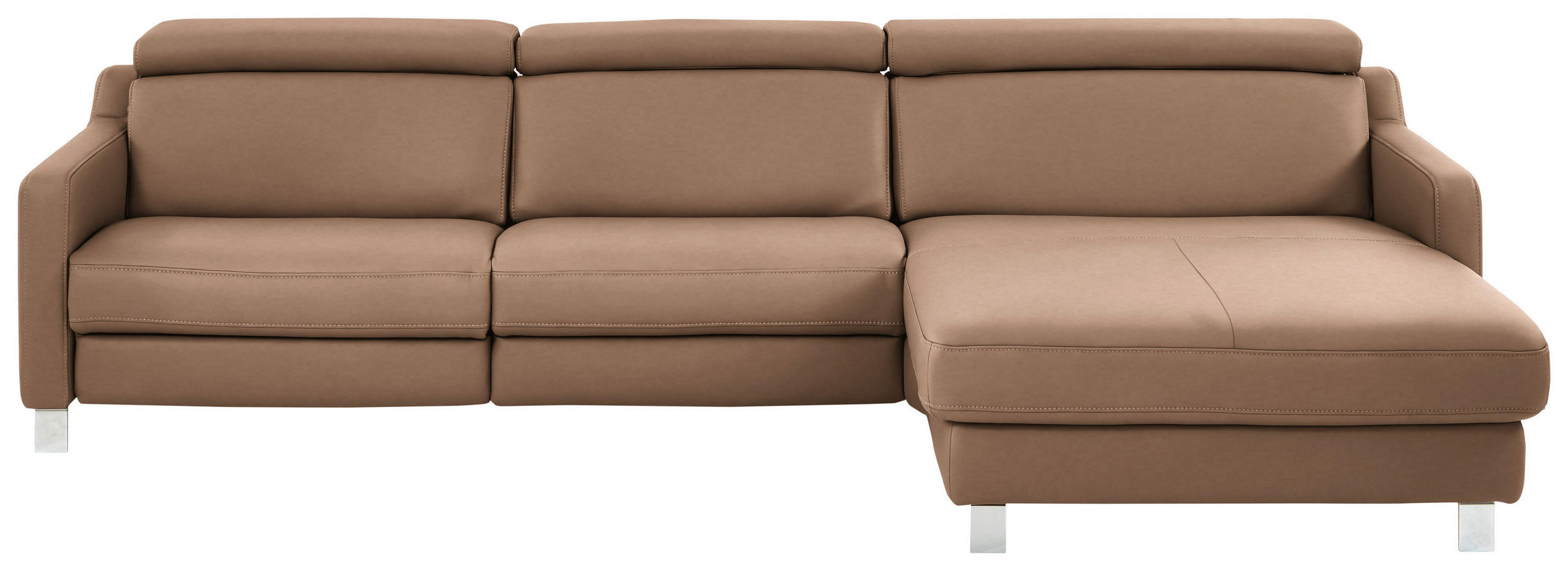 ECKSOFA in Echtleder Braun  291/176 cm  - Chromfarben/Braun, Design, Leder/Metall (291/176cm) - Valdera