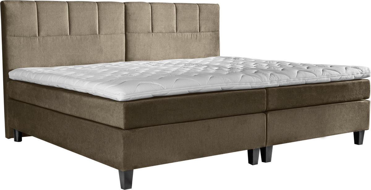 BOXSPRINGBETT 240/200 cm  in Grau, Beige  - Wengefarben/Beige, Trend, Holz/Textil (240/200cm) - Esposa