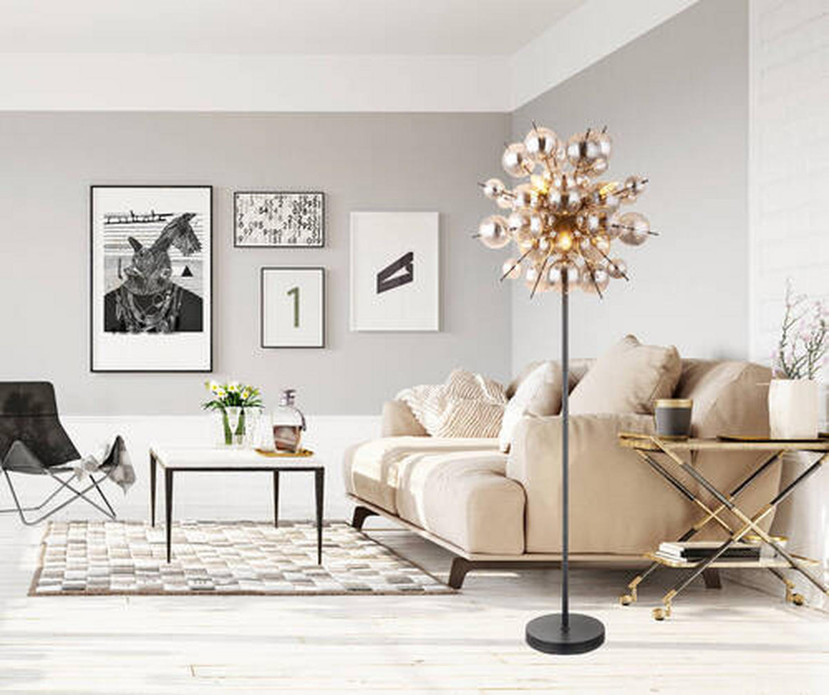 STEHLEUCHTE 55/155 cm    - Schwarz, Design, Glas/Metall (55/155cm) - Globo
