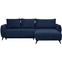 ECKSOFA in Struktur, Plüsch Dunkelblau  - Schwarz/Dunkelblau, Design, Textil/Metall (287/197cm) - Stylife
