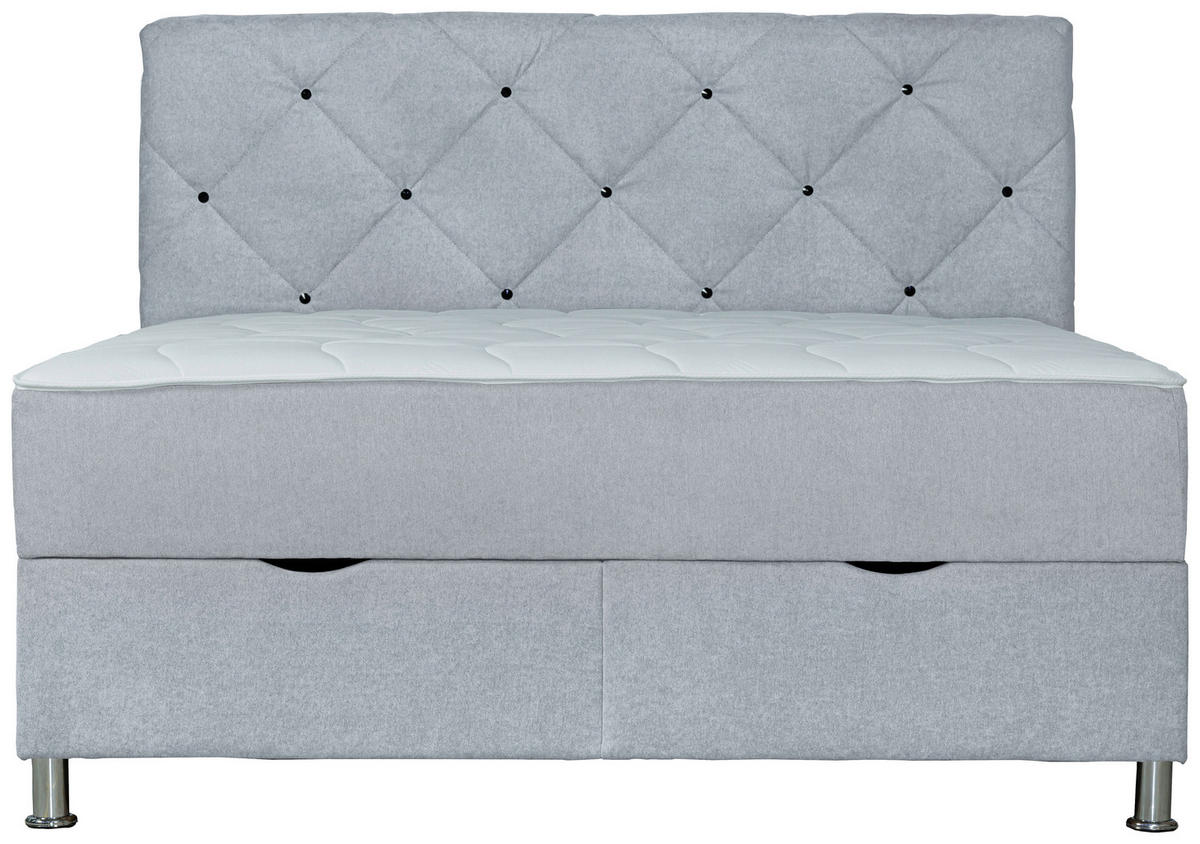 BOXBETT 180/200 cm  in Hellgrau  - Chromfarben/Hellgrau, Design, Kunststoff/Textil (180/200cm) - Boxxx