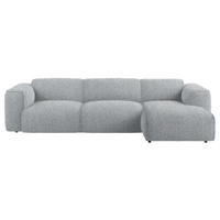 ECKSOFA Grau Webstoff Rücken echt  - Schwarz/Grau, Design, Kunststoff/Textil (290/171cm) - home24