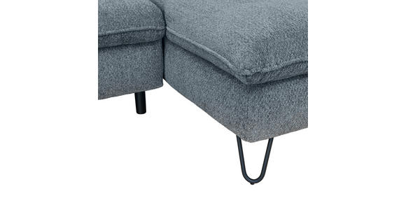 ECKSOFA in Chenille Blaugrau  - Blaugrau/Schwarz, LIFESTYLE, Textil/Metall (310/180cm) - Valnatura