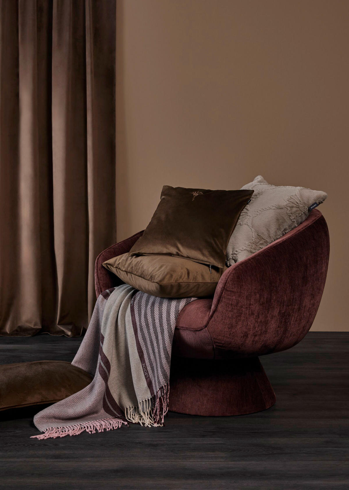 PLAID FINE-HERRINGBONE 130/170 cm  - Beige/Violett, Design, Textil (130/170cm) - Joop!