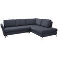 ECKSOFA in Bouclé Dunkelblau  - Schwarz/Dunkelblau, Natur, Textil/Metall (288/233cm) - Valnatura