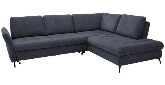 ECKSOFA in Bouclé Dunkelblau  - Schwarz/Dunkelblau, Natur, Textil/Metall (288/233cm) - Valnatura