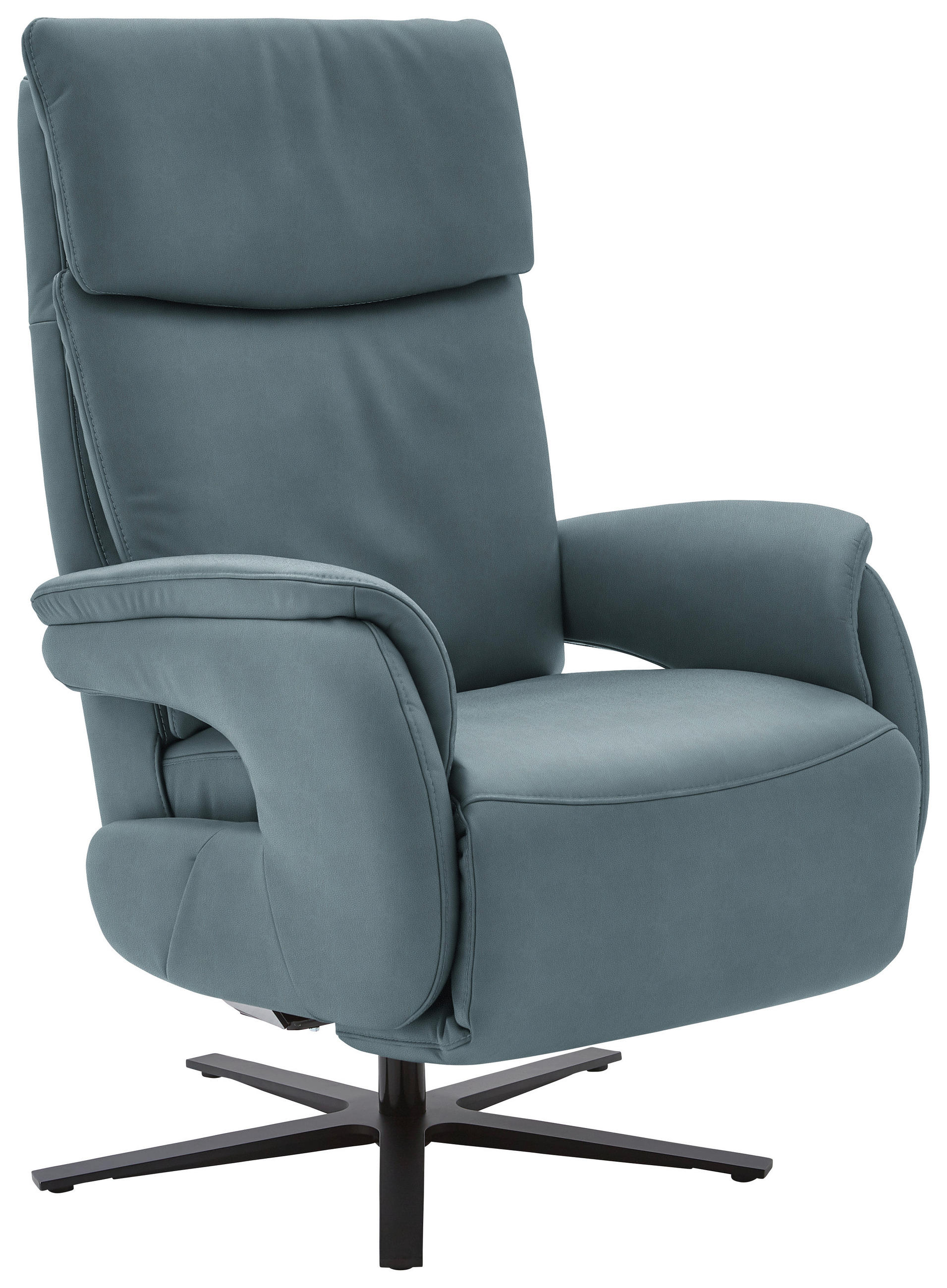 RELAXSESSEL Echtleder    - Graublau/Schwarz, Design, Leder/Metall (70/115-119/85cm) - Dieter Knoll
