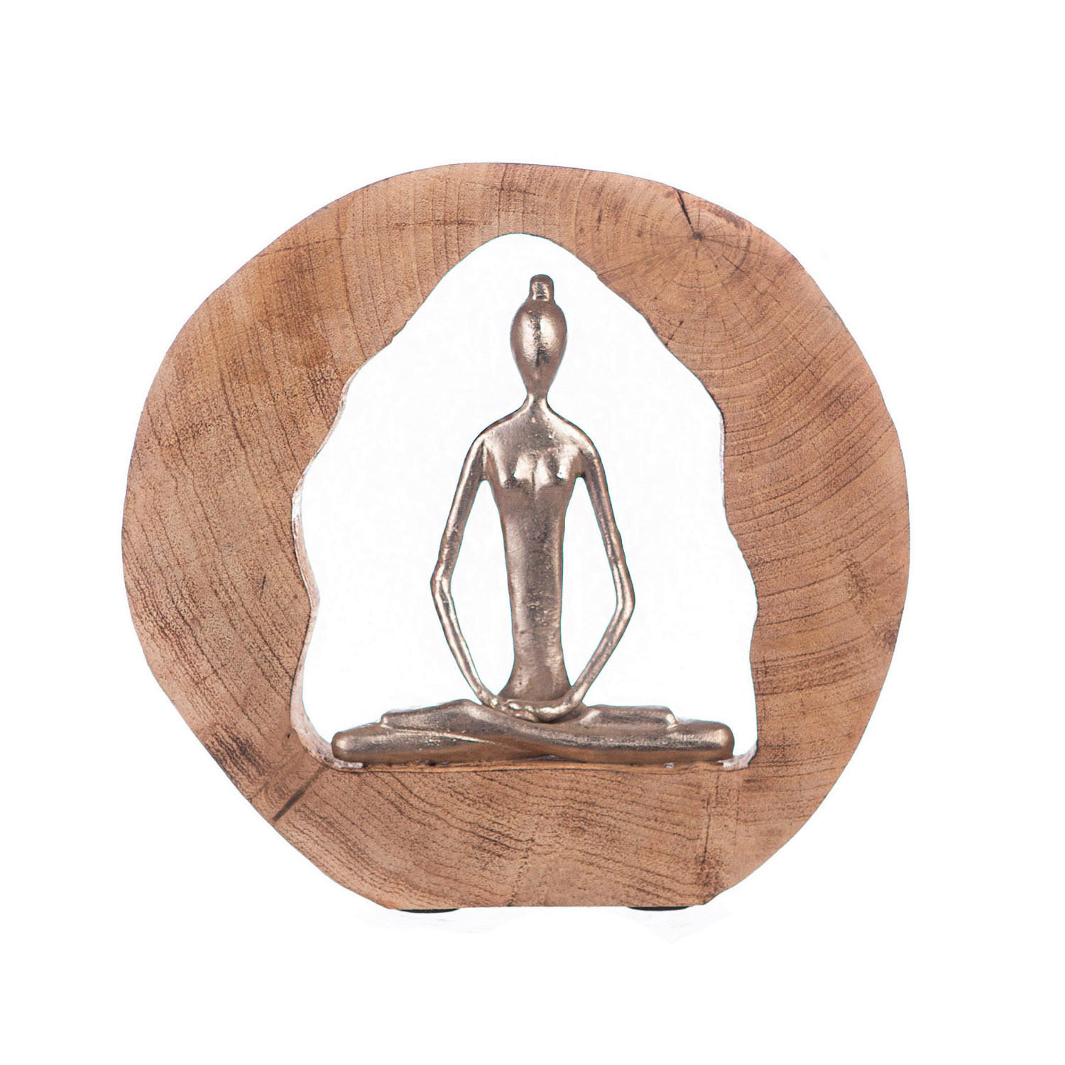 SKULPTUR - Hellbraun/Silberfarben, Basics, Holz/Metall (28,5/27/5cm)