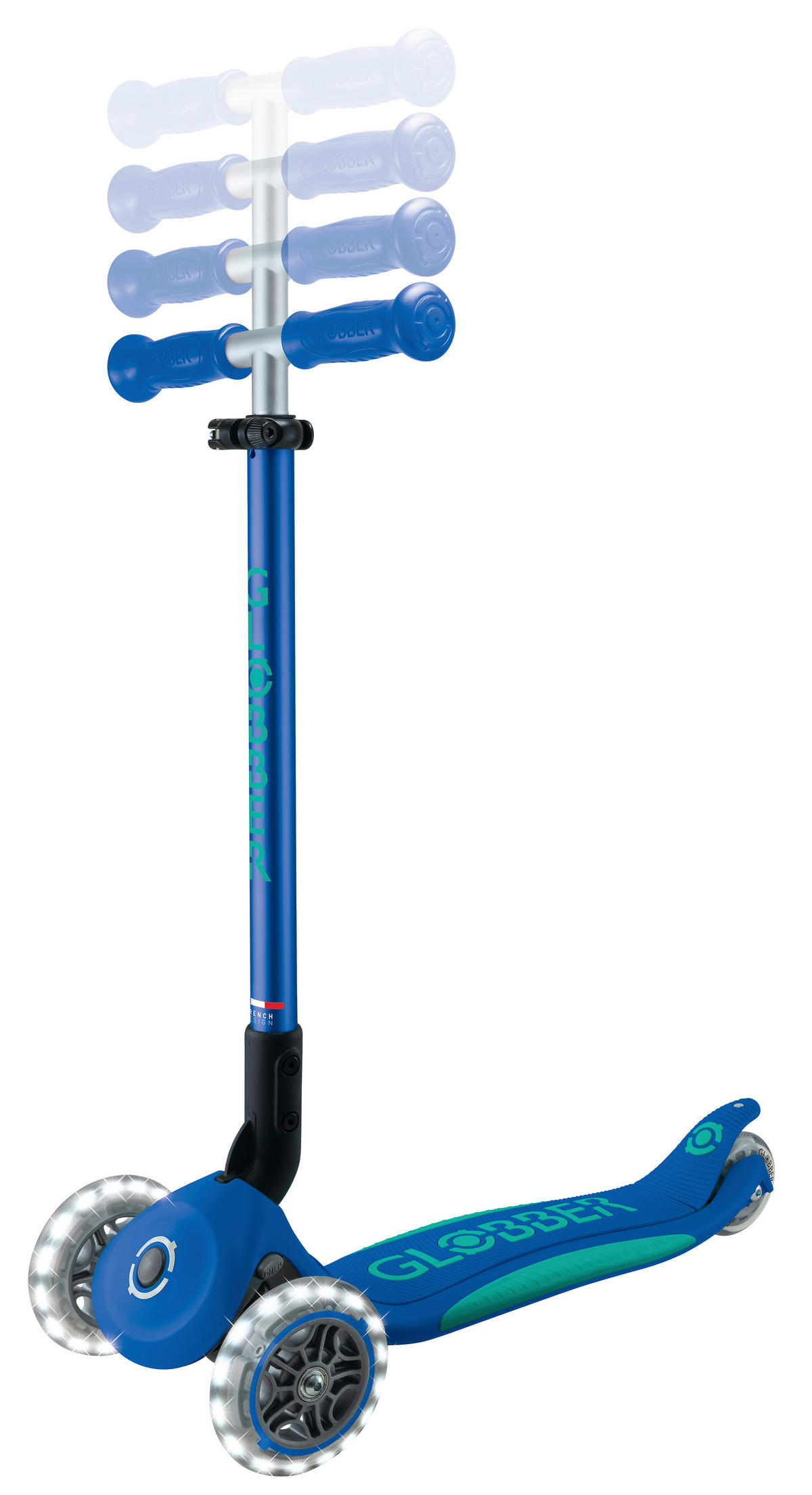 KINDERSCOOTER ELITE LIGHTS  - Dunkelblau, Basics, Kunststoff (57.5/28/82.5cm) - GLOBBER