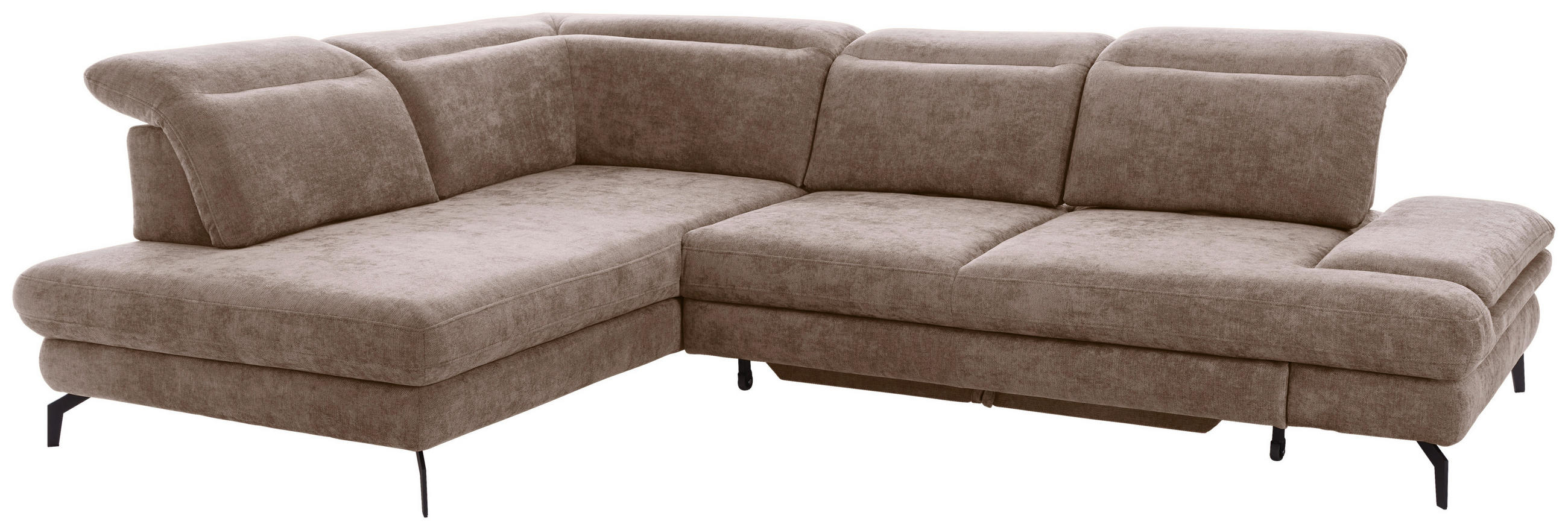 KOTNA SEDEŽNA GARNITURA, velur  - črna, Design, kovina/tekstil (213/295cm) - Stylife