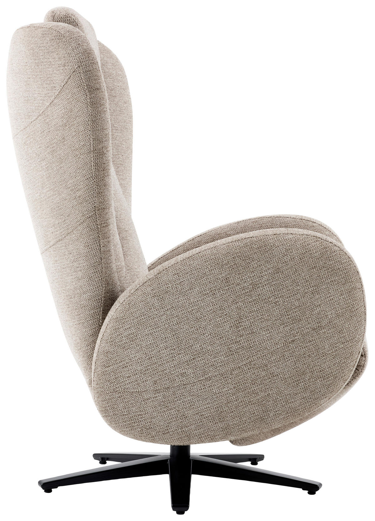 RELAXSESSEL Metall, Textil Schwarz, Taupe  - Taupe/Schwarz, Konventionell, Textil/Metall (77/109/89cm) - Stylife