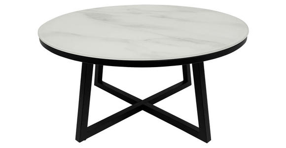 COUCHTISCH in Metall, Glas 80/80/40 cm  - Schwarz/Weiß, Design, Glas/Metall (80/80/40cm) - Xora