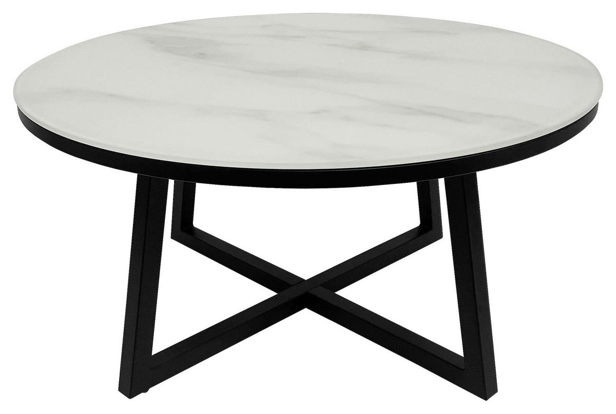 COUCHTISCH in Metall, Glas 80/80/40 cm  - Weiss/Schwarz, Design, Glas/Metall (80/80/40cm) - Xora